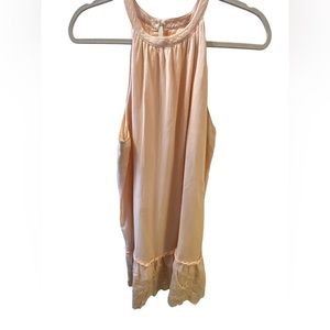 Ann Taylor light pink halter style dress with beautiful lace detail at bottom